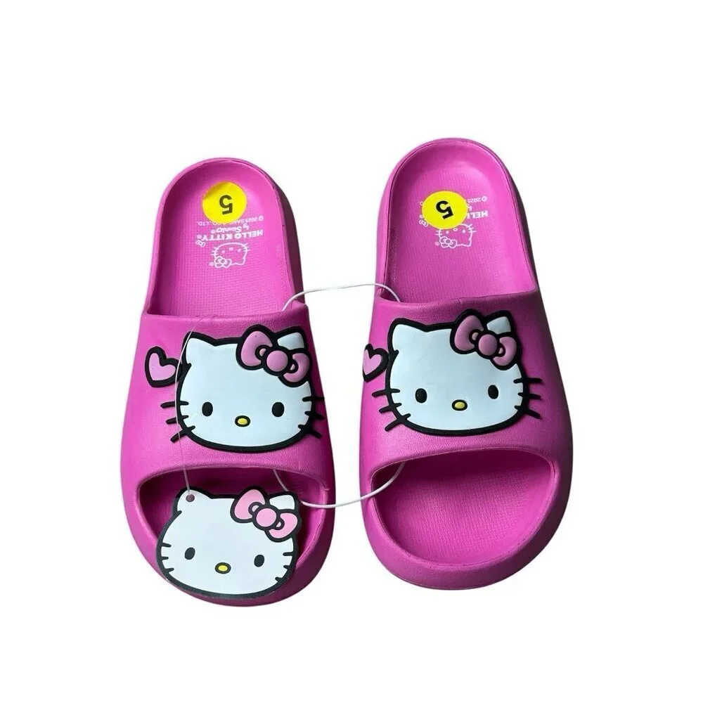 Hello Kitty Slides Sandals Kids Pink Size 4/5 Sanrio Character Shoes NWT